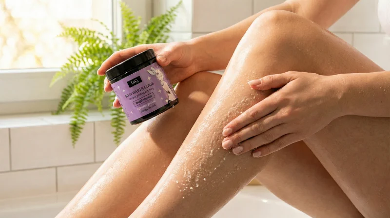 Aplikacja peelingu cukrowego LAQ Niezapominajka na nogę w łazience